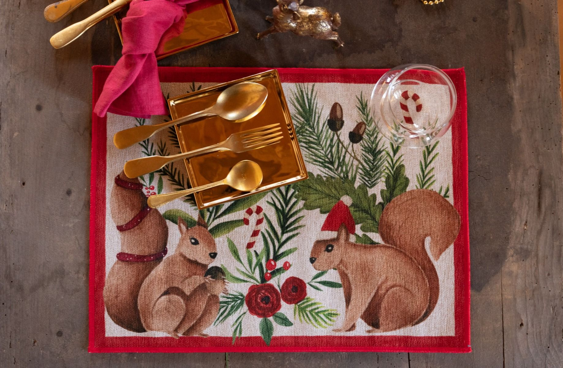 Set da due tovagliette all'americana stampa scoiattoli