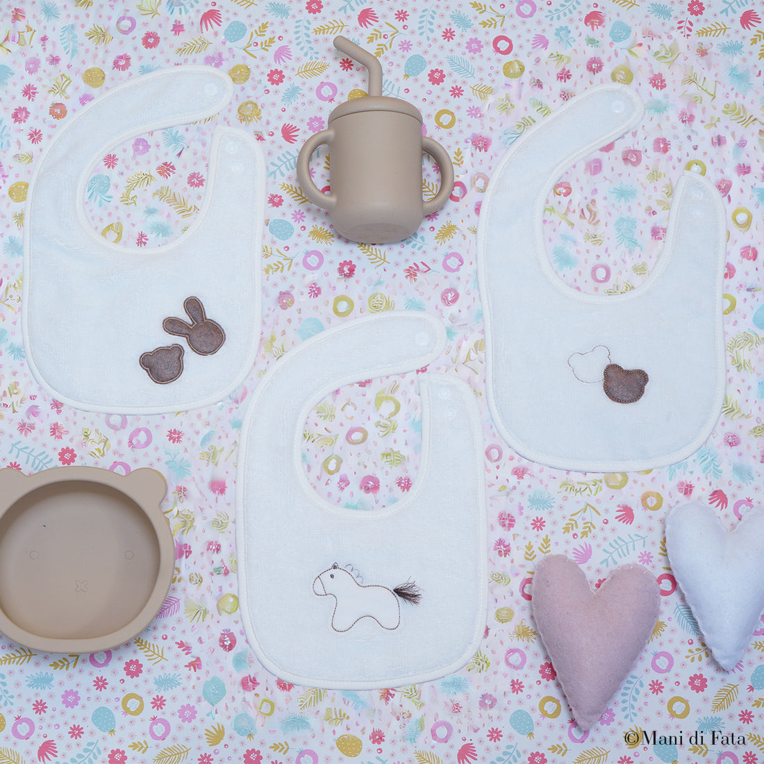 Bavetta rettangolare in spugna di bamboo bianco e beige