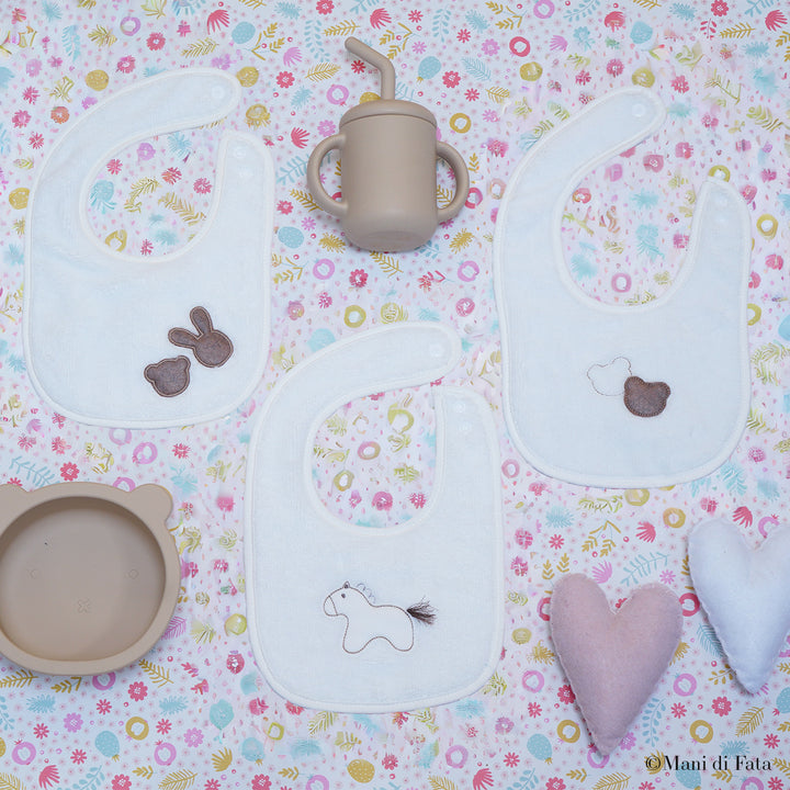 Bavetta rettangolare in spugna di bamboo bianco e beige