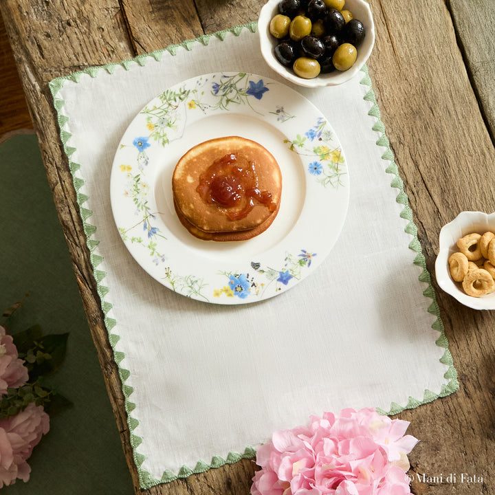 Tovaglietta all'americana in lino avorio punto cavallo