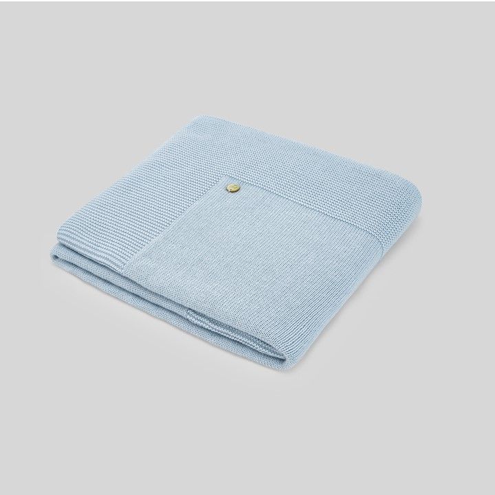 Copertina culla in cotone celeste costine