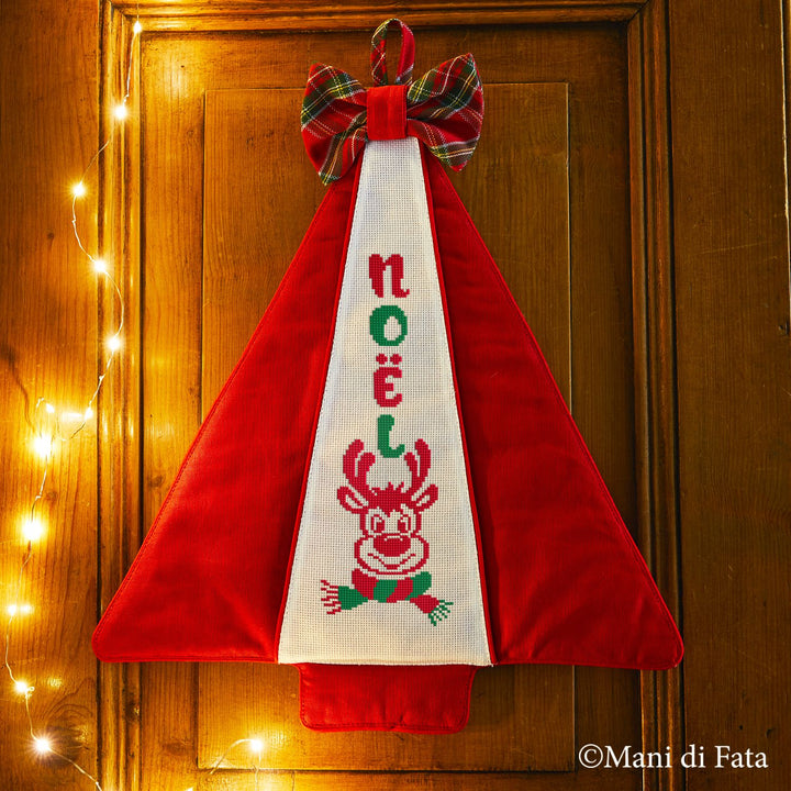 Easy kit fuoriporta albero rosso ricamo punto croce