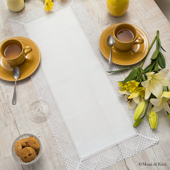 Centro rettangolare grande con pizzo ricamo punto croce