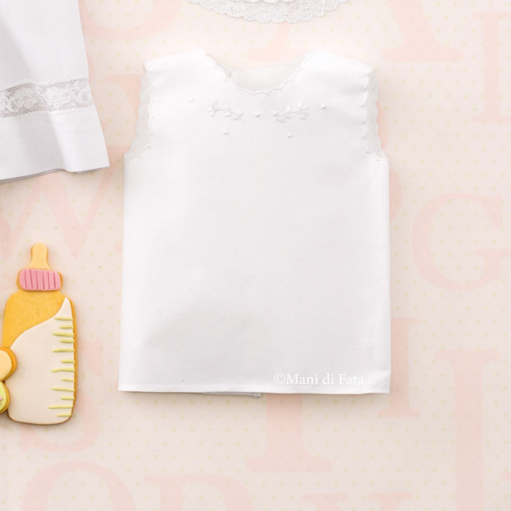 Camicino in cotone ricamato a mano con fiori