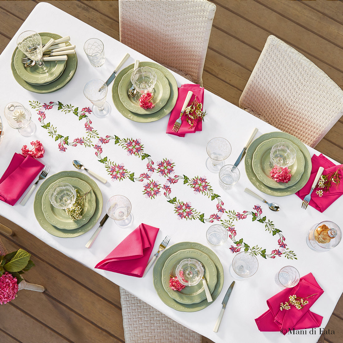 Schema per tovaglia a punto croce con fucsia da 8 - 008289