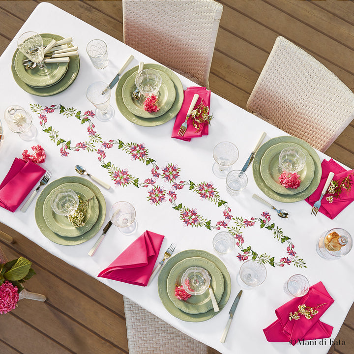 Schema per tovaglia a punto croce con fucsia da 8 - 008289