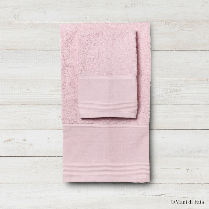 Parure spugna rosa Burano ricamo punto croce