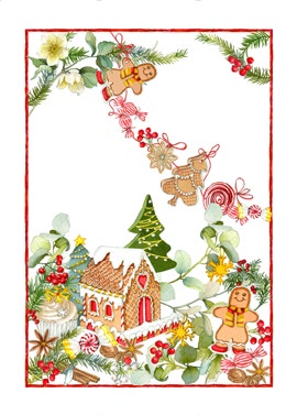 Strofinaccio natalizio in lino "Pan di zenzero'