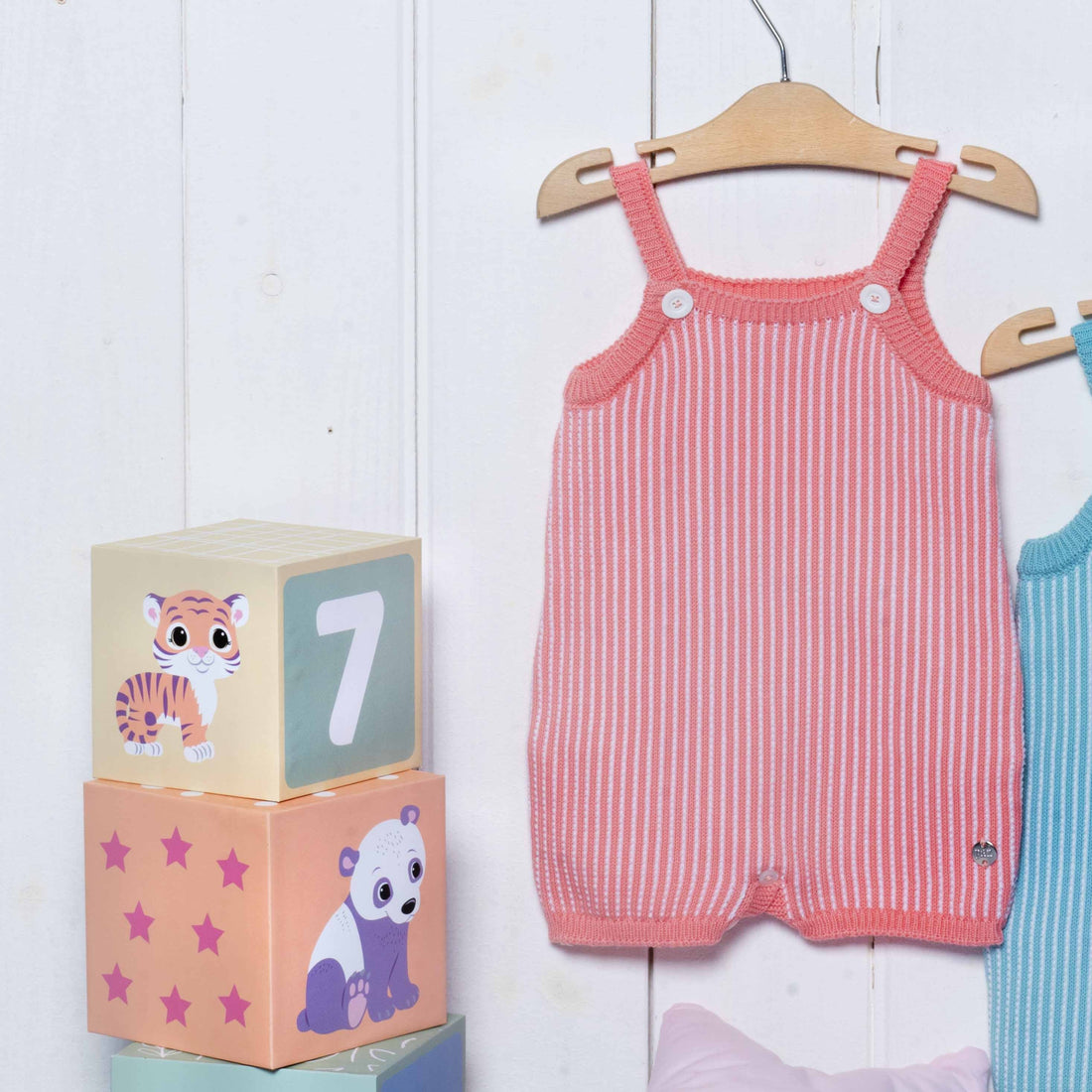 Tutina corta neonato in filo di cotone righe