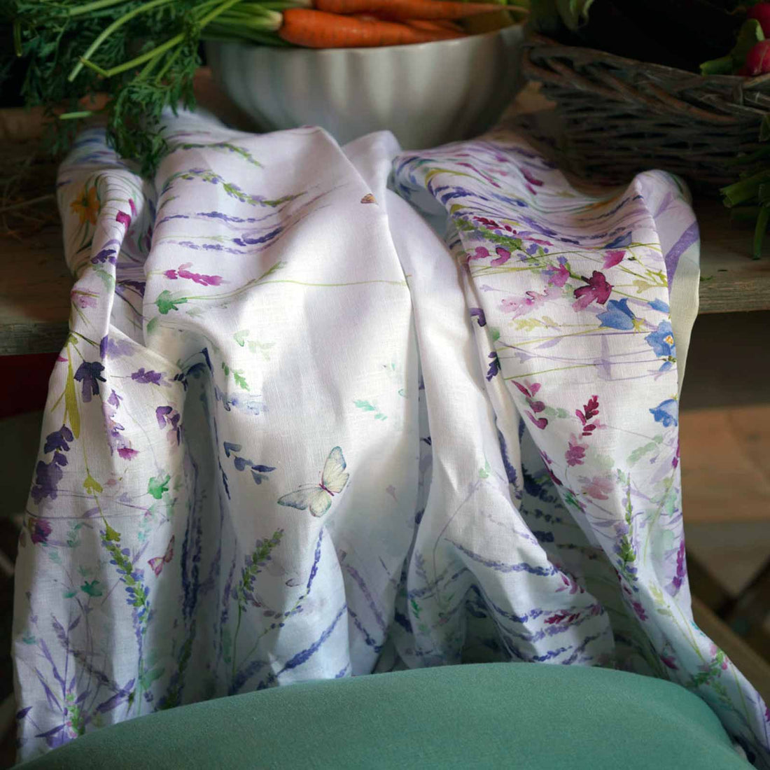 Tovaglia rettangolare da 8 posti in lino Lavanda
