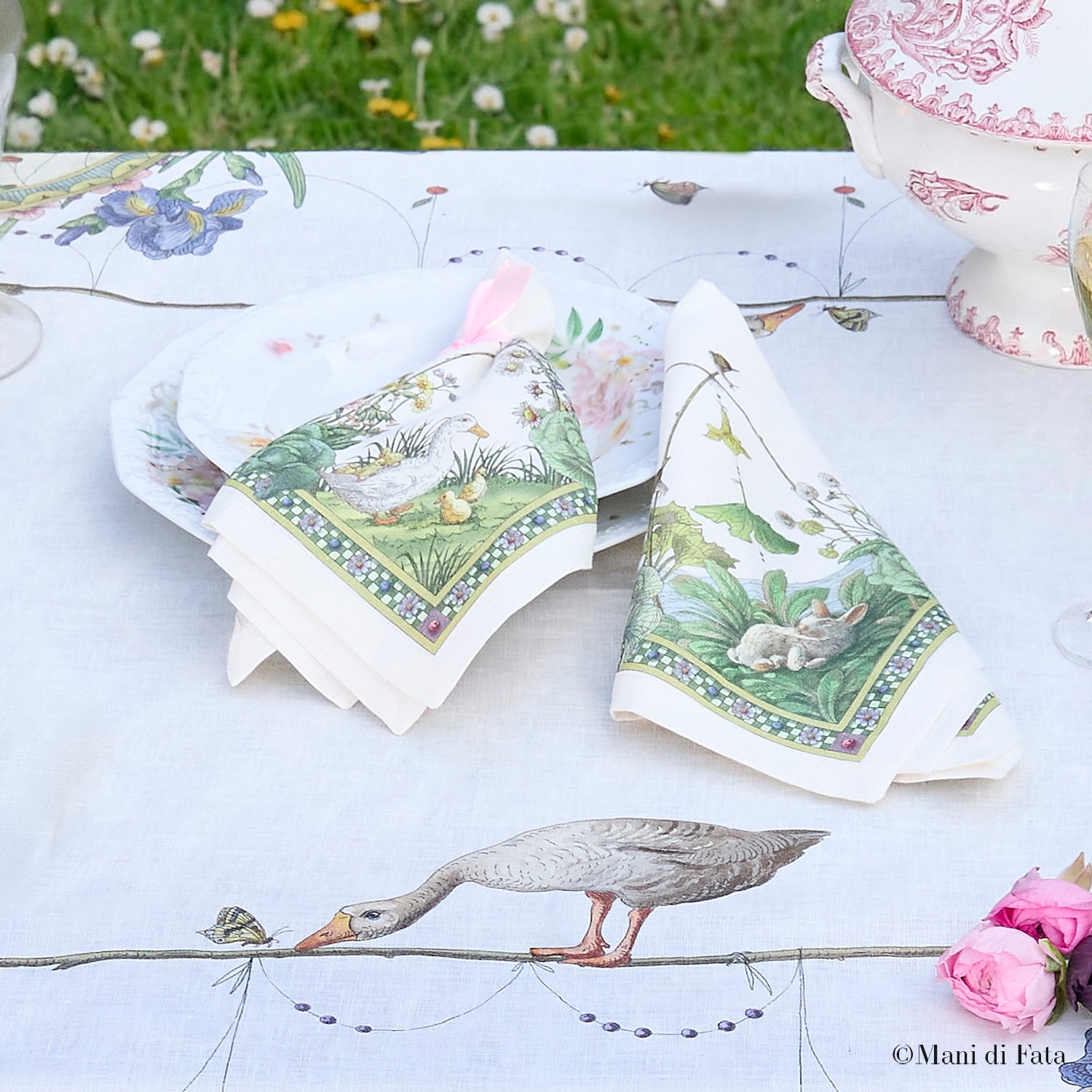 Set 4 tovaglioli in lino Bunny Garden
