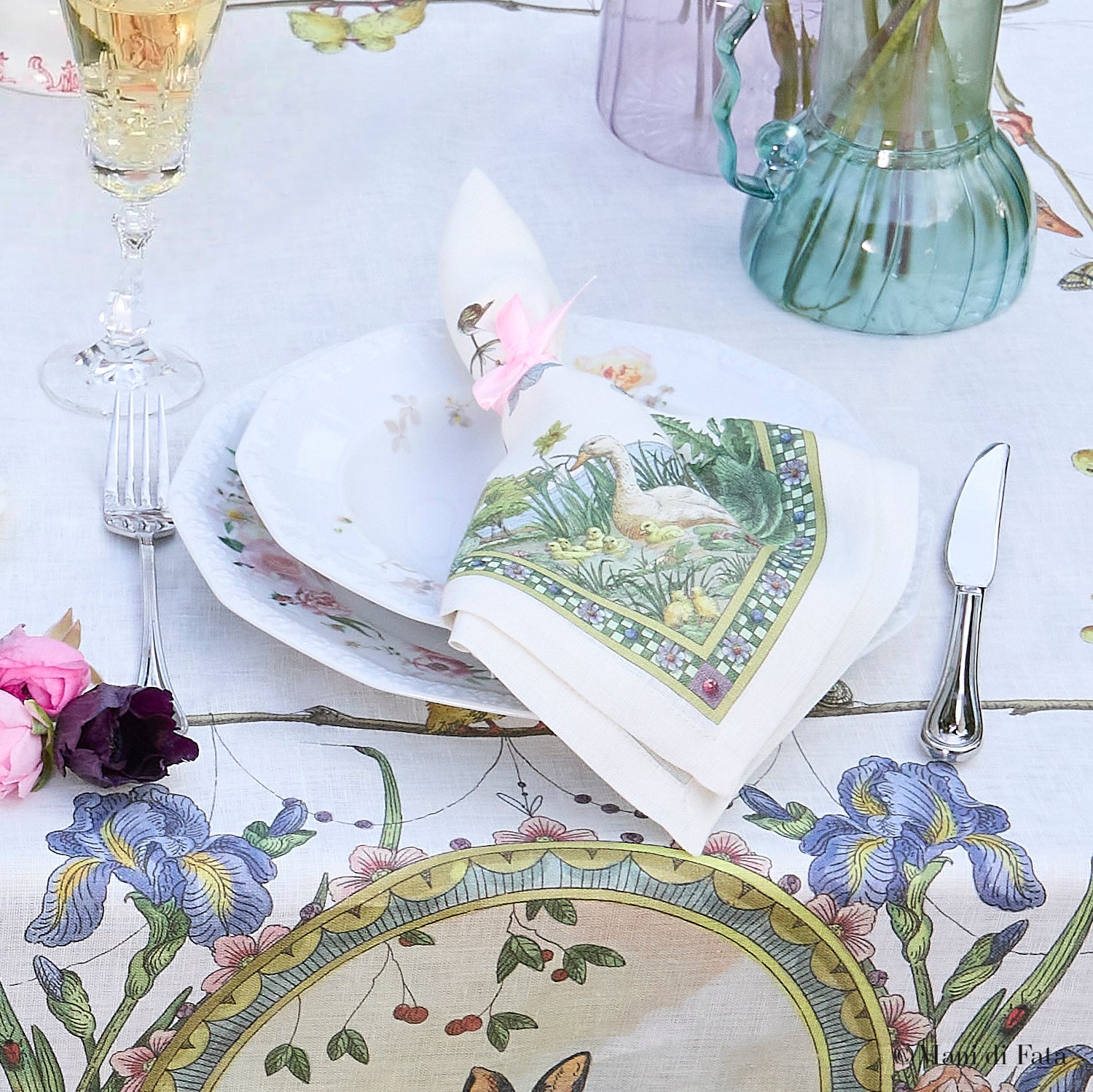 Set 4 tovaglioli in lino Bunny Garden