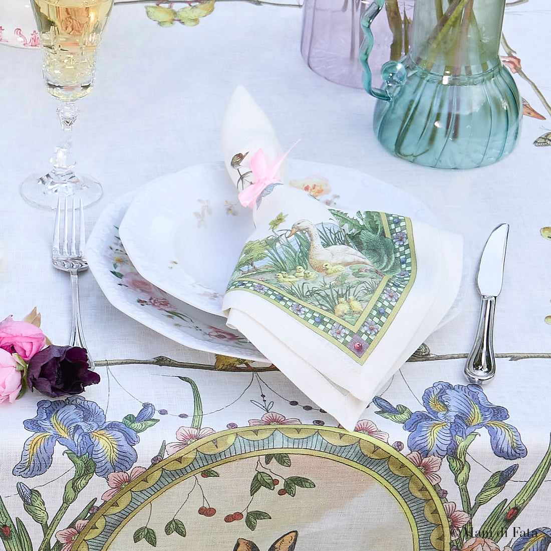 Set 4 tovaglioli in lino Bunny Garden
