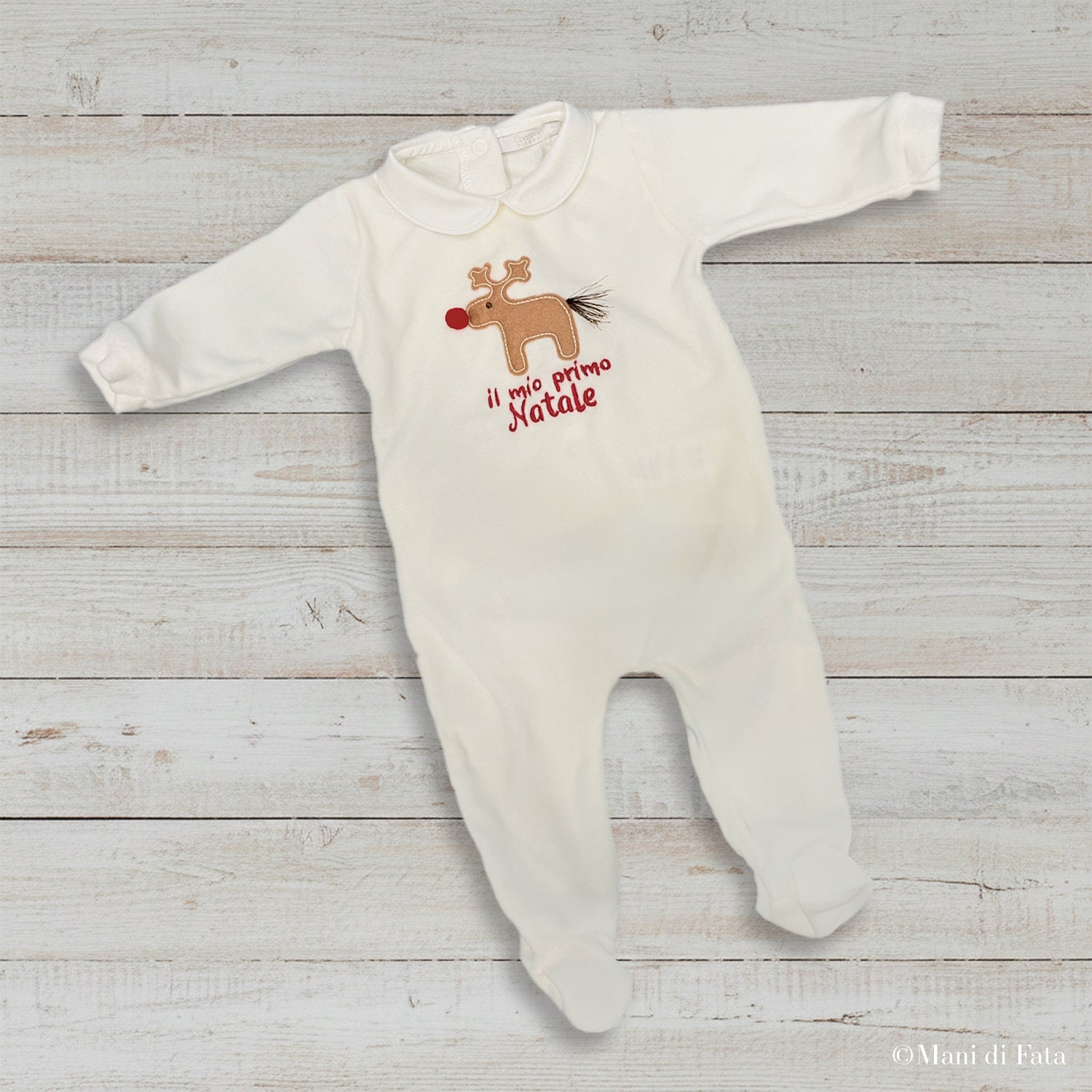 Tutina Natale in ciniglia Primo Natale renna