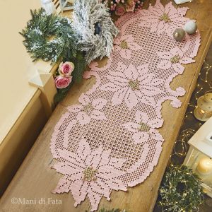 Kit filet per runner rosa con 'Stelle di Natale'