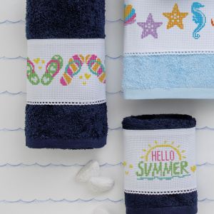 Kit punto croce parure asciugamani 'Hello Summer'