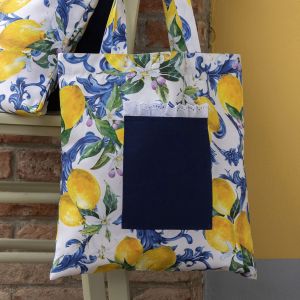 Borsa in misto cotone punto croce 'Limoni'