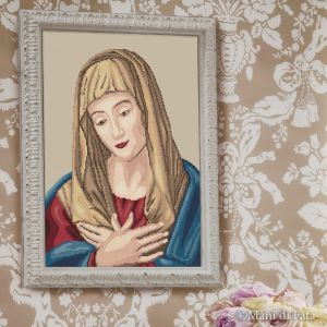 Schema punto croce per quadro con la Madonna