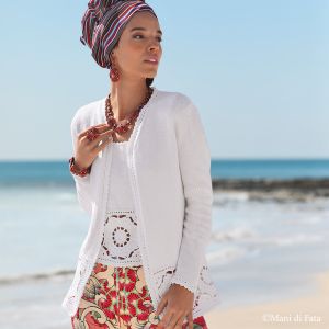 Kit a ferri per twin set donna bordura crochet