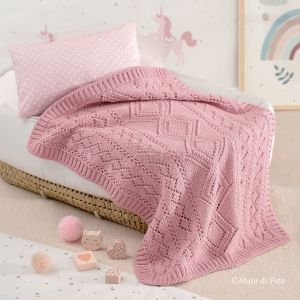 Kit per copertina culla rosa a ferri con rombi traforati