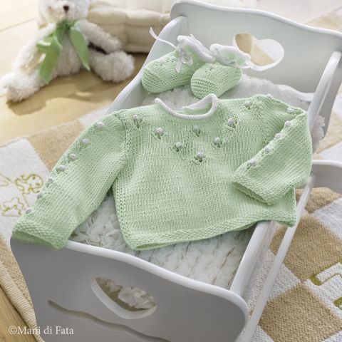 Spiegazione maglia per completino baby con noccioline