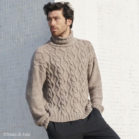 Spiegazioni per maglione a collo alto uomo a ferri